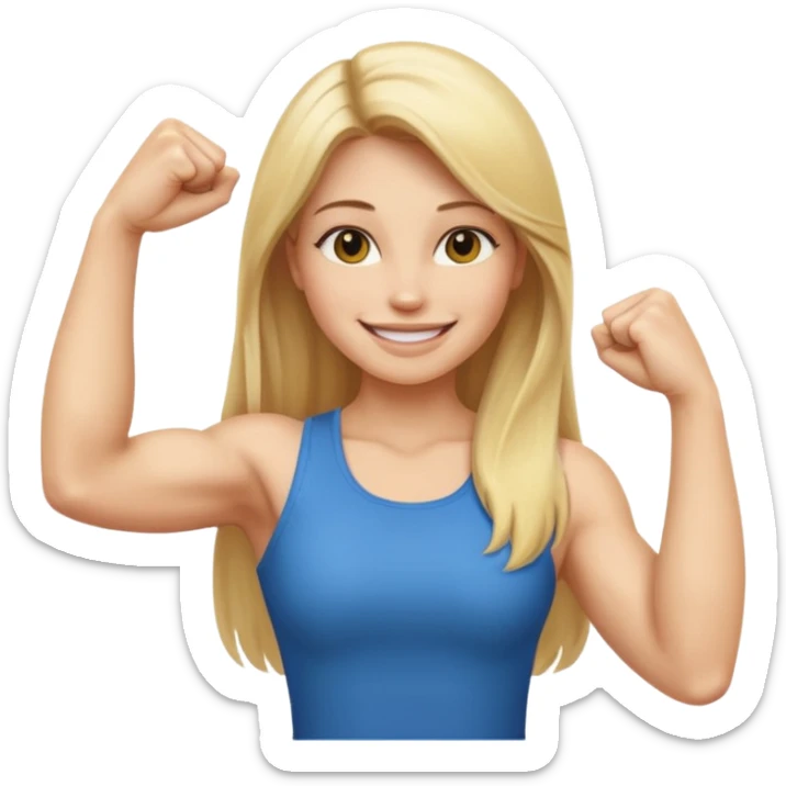 blonde long straight hair young women show biceps emoji sticker