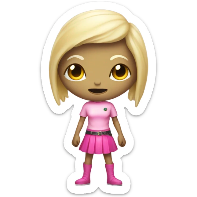 reptilian alien woman, blonde, in pink leather mini skirt, full body sticker