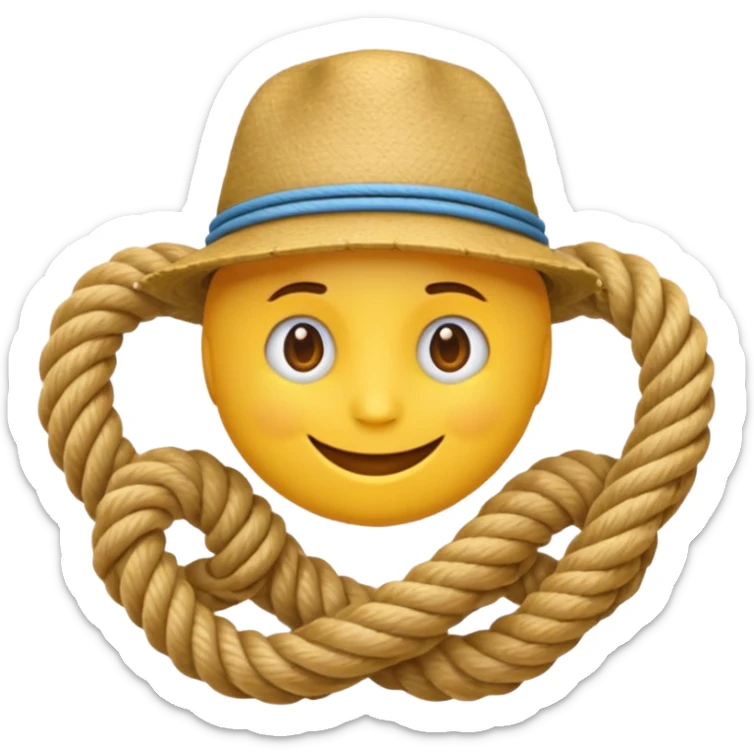 can you make a generic emoji of an individual (who works on a dock, but do not generate the dock itself) holding a rope neatly coiled in their hands? I do not want an emoji of a human person. Can it be a yellow emoji of a circular head like the original emojis? sticker