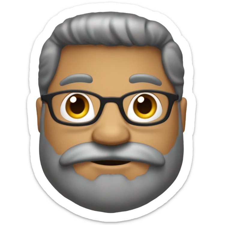 Crie um emoji de um homem careca, barba grande e grisalha, usando um óculos de grau redondo, sobrancelhas finas  sticker