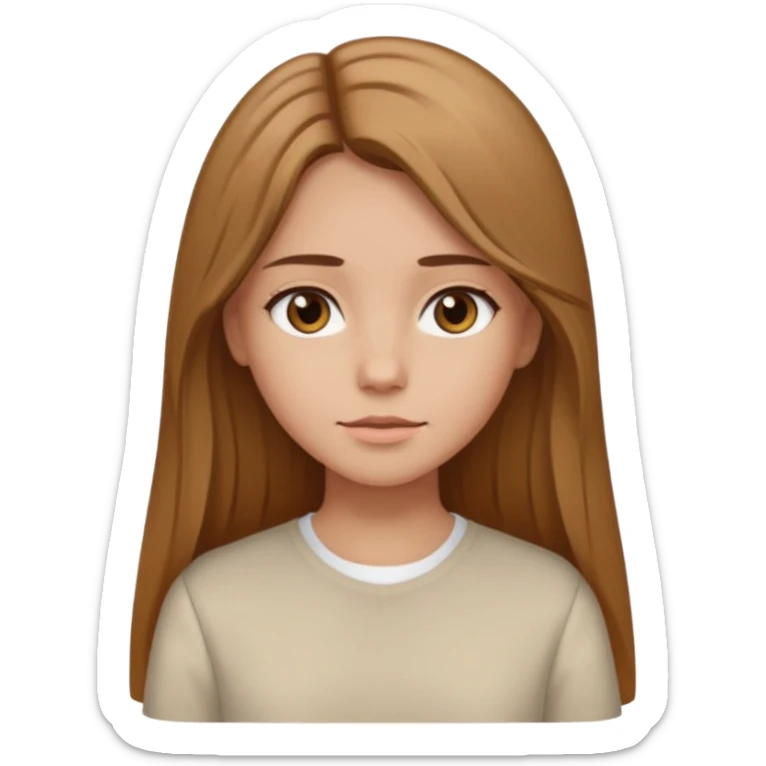 Fille brune clair raie au milieu cheveux long et yeux marron et peau beige cheveux lisse pas de4iere les oreilles  sticker
