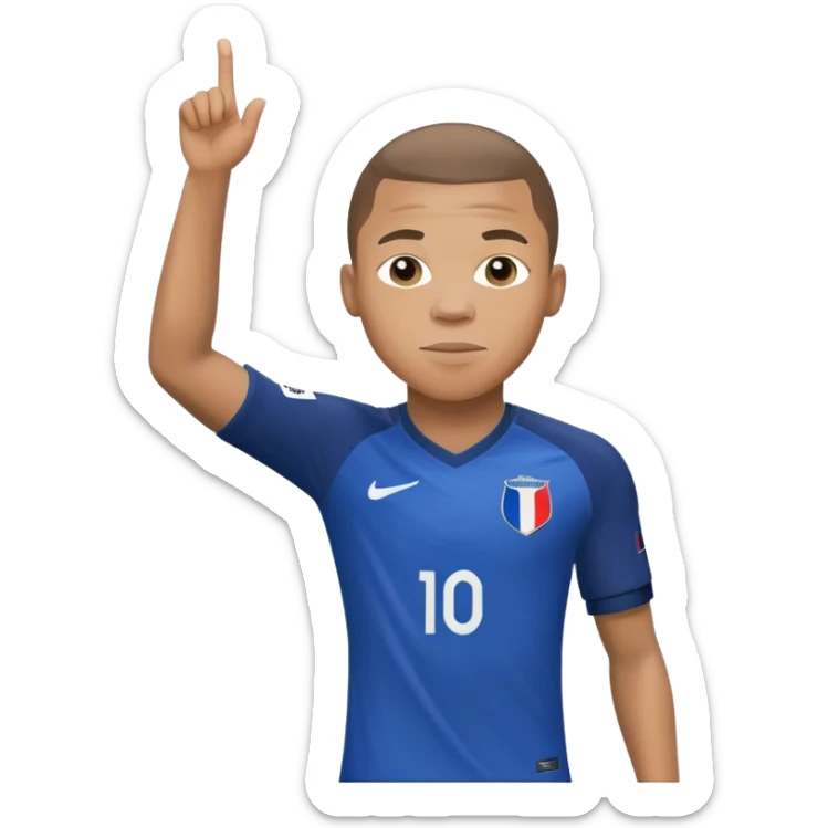 Kylian Mbappé soccer player in France jersey number 10 sticker
