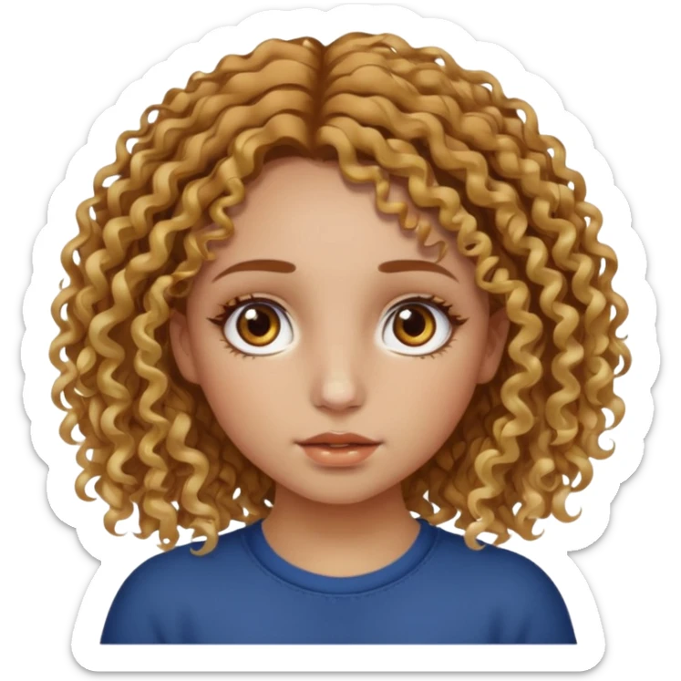 A girl with brown curly hair and blonde edges side parted with hazel central heterochromia eyes and a nose ring sticker