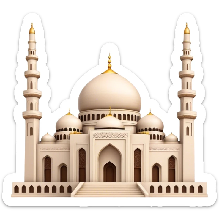 Cinematic Realistic Mohammad Al-Amin Mosque Landmark Emoji, showcasing the intricate architecture of the mosque rendered with rich textures and majestic, soft lighting. sticker