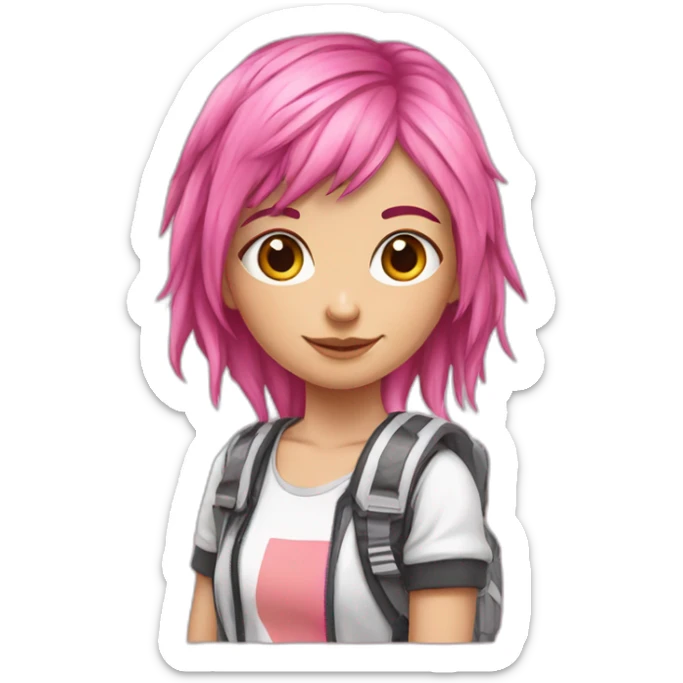 pink hair gamer girl and adidas clothes sticker