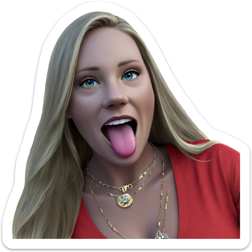 blonde beauty outdoors with jewelry sticker