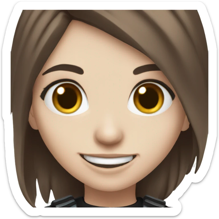 happy Goth gamer girl with blue eyes, and brown hair sticker