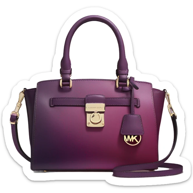 Realistic isolated plum purple to wine color ombre michael kors satchel purse.  sticker