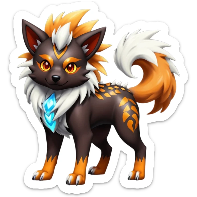 Shiny Gothic Exotic Punk’ish Cool Colorful Epic Futuristic Houndoom-Arcanine-Zorua-Torracat-Pokémon-Fakémon-hybrid-creature sticker