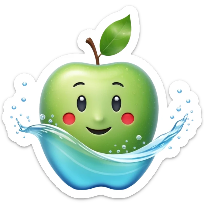 3D Apple style emoji of the sea, calm blue waves, sparkling water, isolated on white background, soft shadows, high detail, playful and cute. sticker