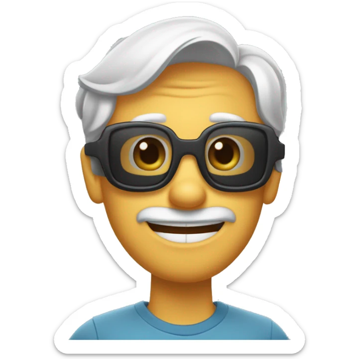 Imagen al estilo Disney Pixar de hombre de 40 años, pelo  canoso, gafas, sin afeitar y complexión fuerte sticker