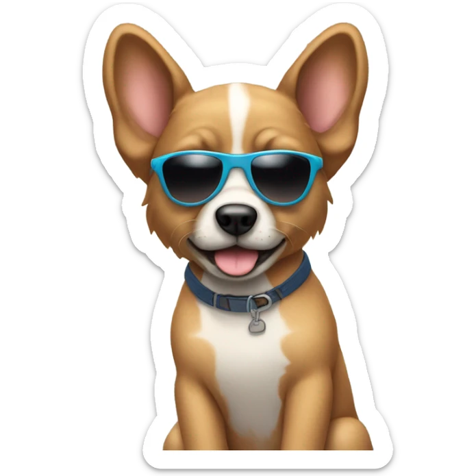 Dog with sunglasses and a tank top with really short shorts on and flip flops  sticker