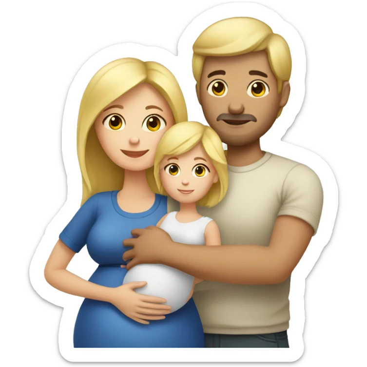european Family;blonde-haired-pregnant-mother, black-haired-dad sticker