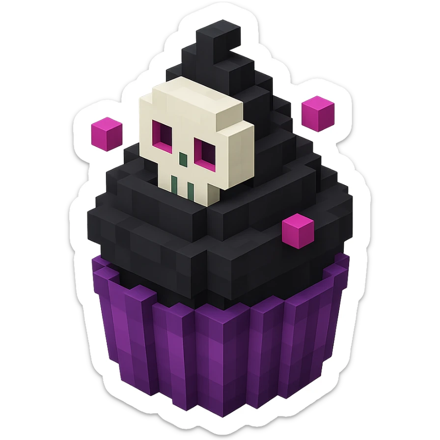 gothic cupcake voxel style sticker