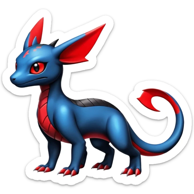 Cute Shiny Guilmon-Salandit-Umbreon-Fakémon-hybrid-creature (full body)  sticker