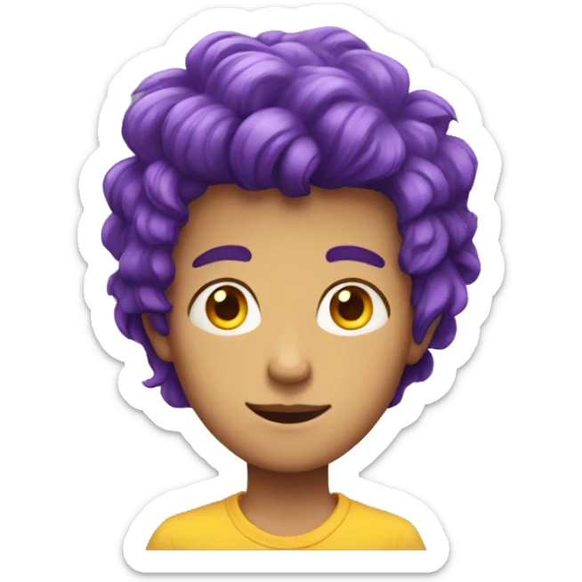 A boy with purple hair and and yellow eyes that's 6,4 feet tall sticker