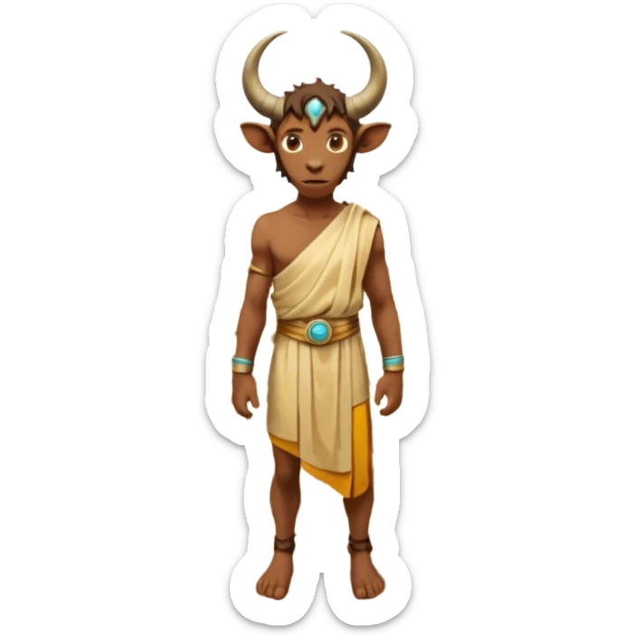 solarpunk style, oil paint - skinny The Minotaur stands in the middle of the labyrinth sticker