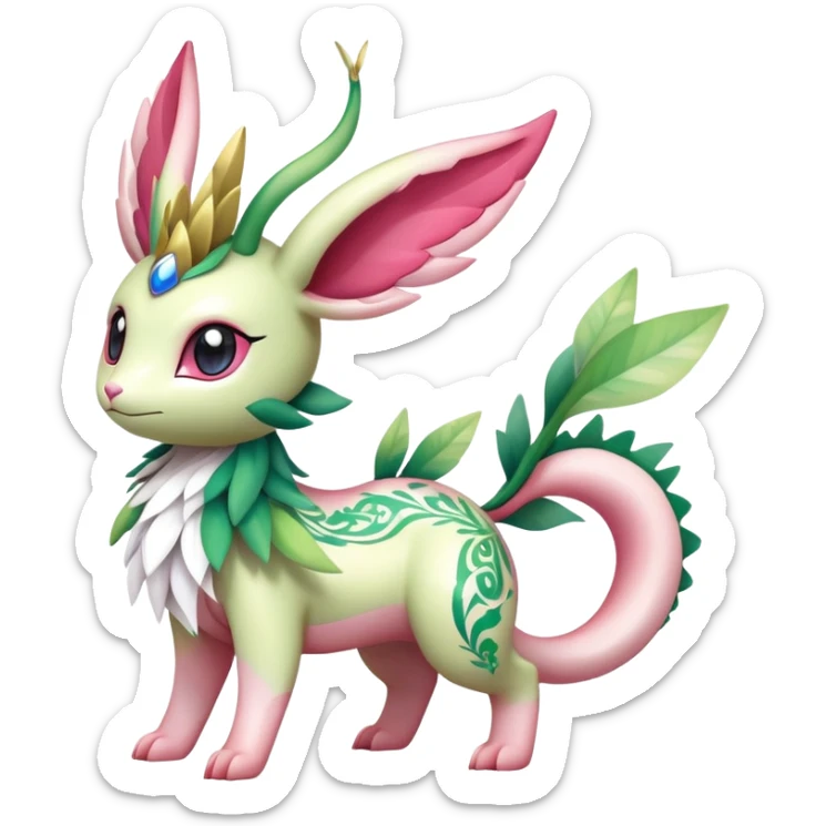 Shiny Exotic Cute Adorable Majestic Ethereal Sparkly Flygon-Sylveon-Leafeon-Shaymin-Hybrid-Creature with pattern-markings sticker