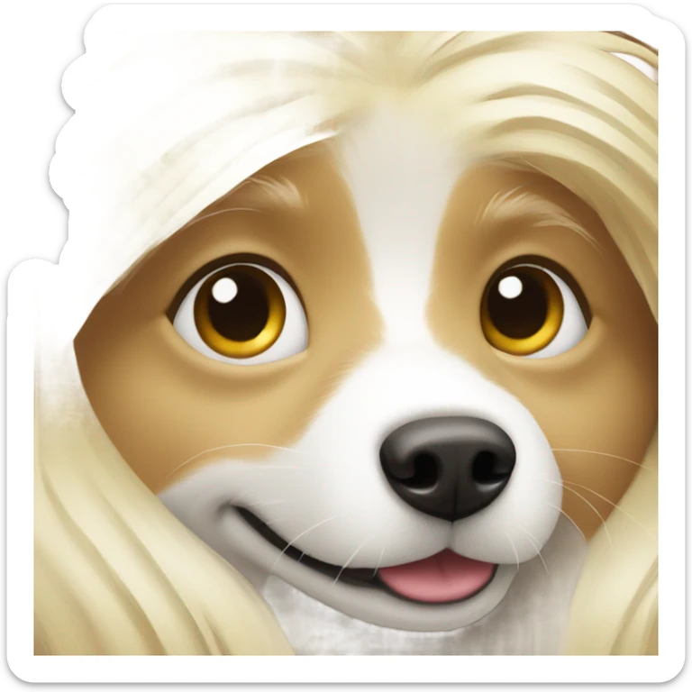 Blonde long hair hirl with heart and white German spitz sticker