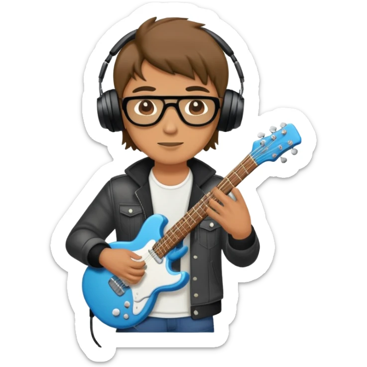Happy Rock Pop Music Male Musician in his 30s dressed with trendy style sticker