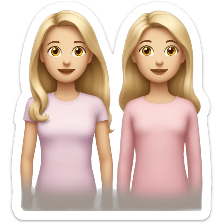 Mom with dark blond hair with a 12 year old daughter with dark blonde hair and a 10 year old daughter with light blonde hair sticker