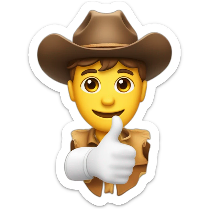 emoji whit cow boy hat and thumb up only head and hand close up picture sticker