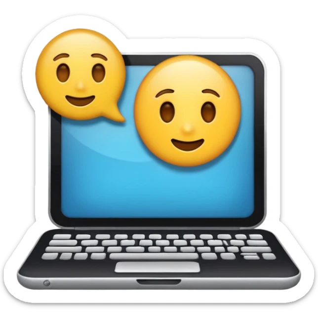 crear un emoji, que sea para proyeectos tanto empresarial como redes sociales, quiero un ordenador y una camara en la misma imagen sticker