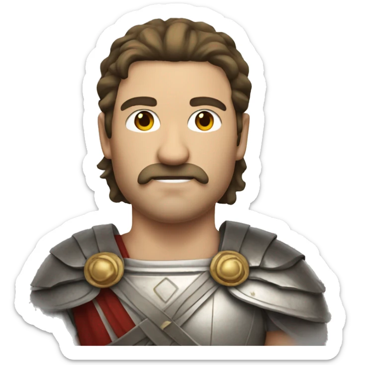 white man with a mustache and mullet hairstyle in an ancient roman warrior outfit sticker