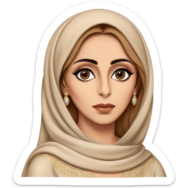 Cinematic Realistic Fairuz Portrait Emoji, depicted as an iconic Lebanese singer with graceful soulful expression and elegant attire, rendered with lifelike textures and warm radiant lighting that captures her timeless musical allure. sticker