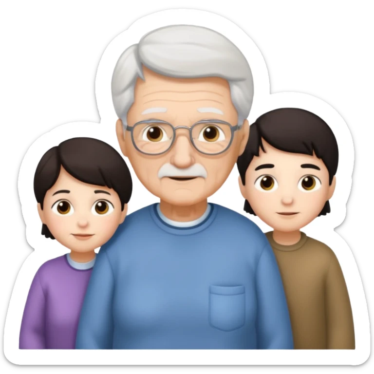 All white grandma and grandpa with 2 girls and 2 boys. The kids should have dark hair sticker