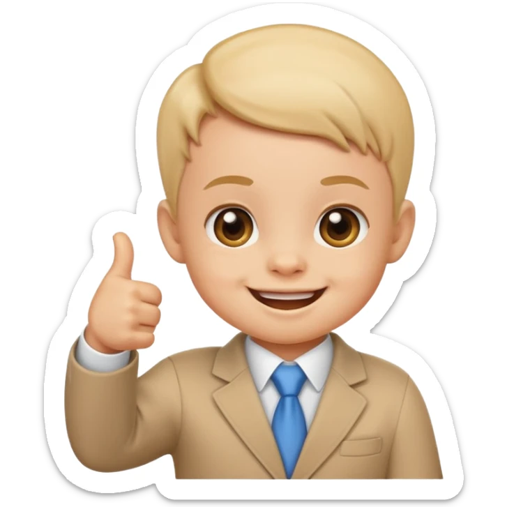 cute baby giving a thumbs up, business vibe, emoji style sticker