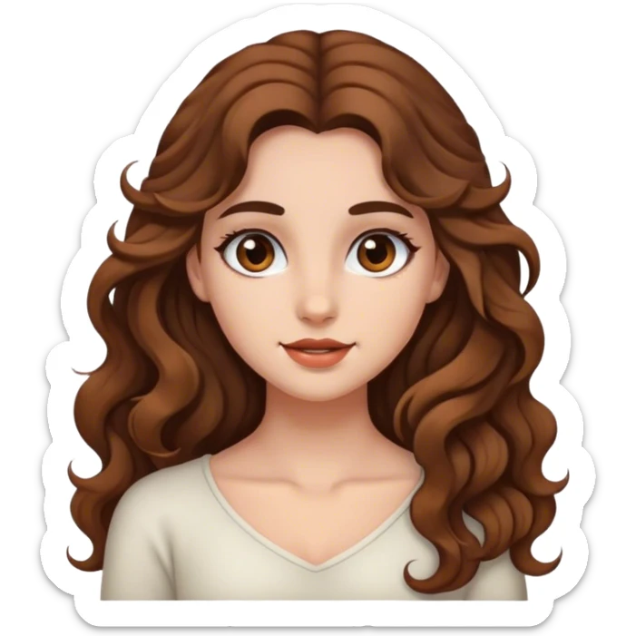 Good Beautiful girl,brown hair,wavy hair，long hair,Black eyes, European  sticker