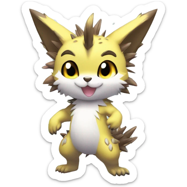 Anthro Scalie Spiky Cool Edgy Magical Shiny Colorful Pastel Sparkle Kemono-style Chibi Fantasy-Animal-Fakémon-Pokémon-Hybrid Fur Sona Aesthetic Full Body sticker