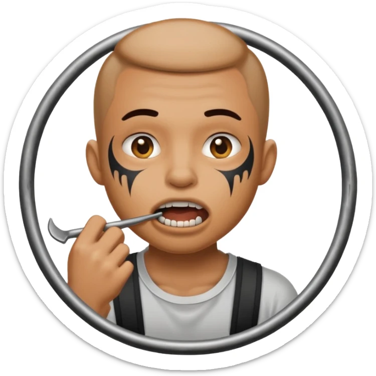 Gnawing at the iron bars of my enclosure as a circle emoji as an emoji  sticker