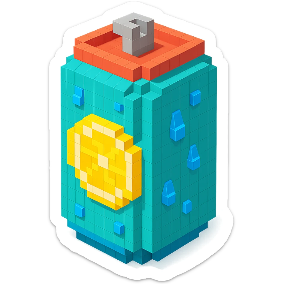 Borjomi lemonade can with a refreshing design, featuring a lemon slice and condensation droplets sticker