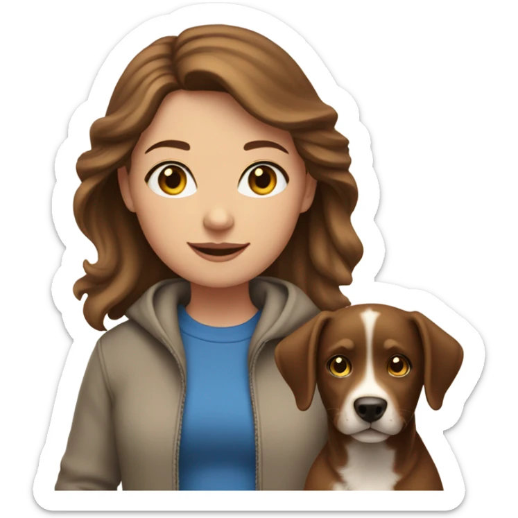 Brown hair light skin girl with blue eyes walking dogs sticker