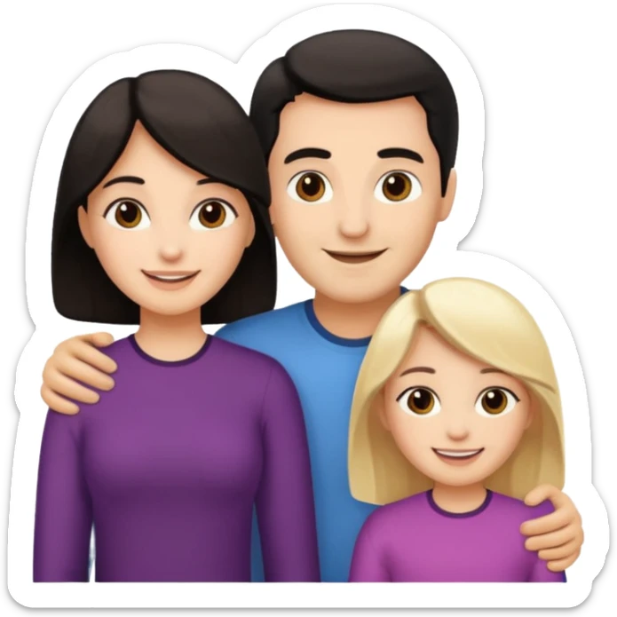 Familia : Hombre pelo oscuro, Mujer pelo oscuro, hija mayor pelo mono , hija menor pelo oscuro. sticker