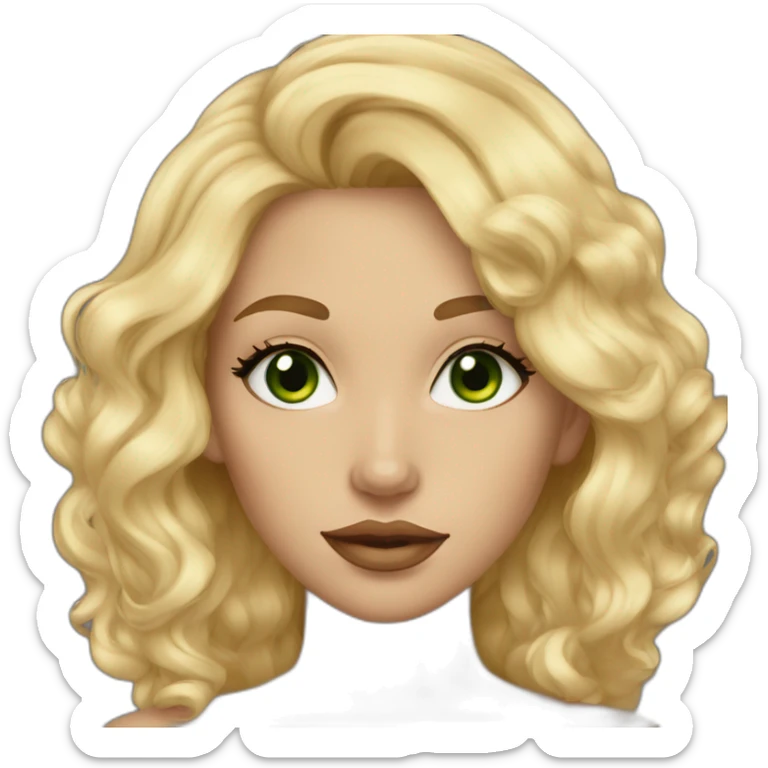 Blonde girl green eyes wavy hair and tan skin big lips sticker