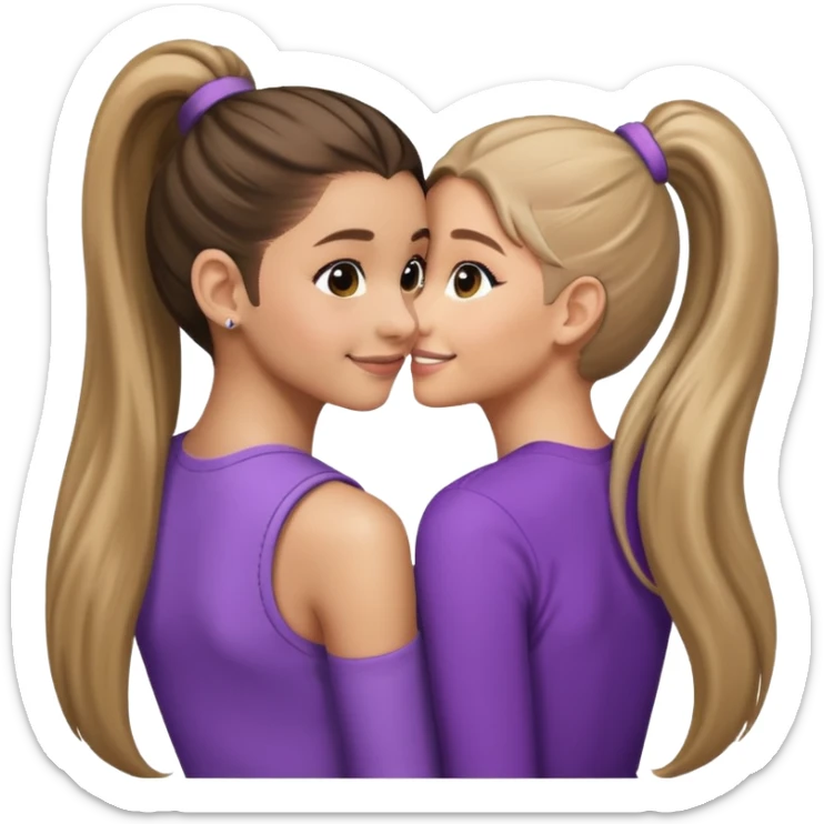  Ariana grande back view with long hair in a ponytail leaning on another girl with long hair in a ponytail  sticker
