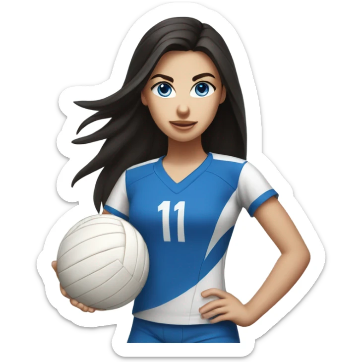Dark hair, blue eye, Caucasian, teen girl, spiking volleyball  sticker