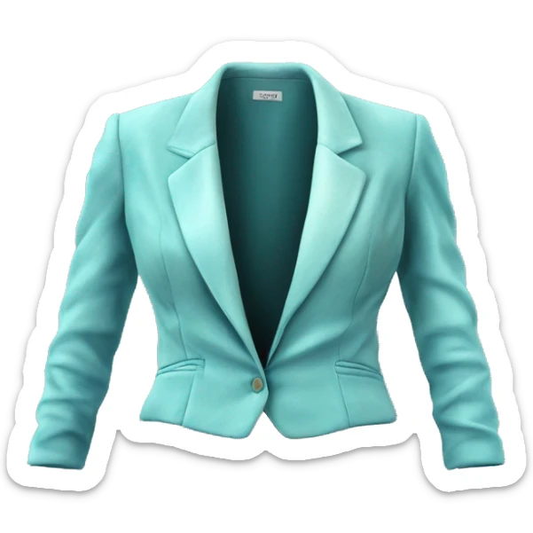 Hyper Realistic isolated side view of a pair of velvet light robins egg blue feminine blazer jacket. sticker