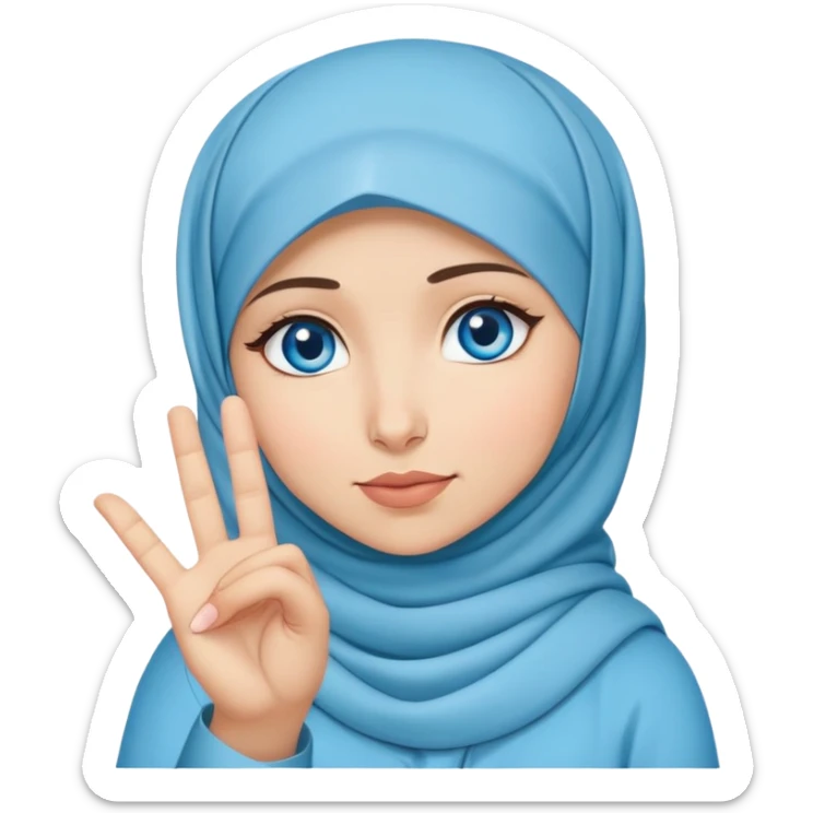 Turkish beautiful finish Konya girl blue eyes with hijab and Girl saying no with hand gesture  sticker