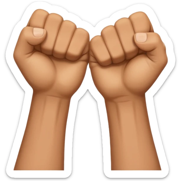 Left and Right fist from the top Perspektive with the Arms crossed over at the wrists  sticker