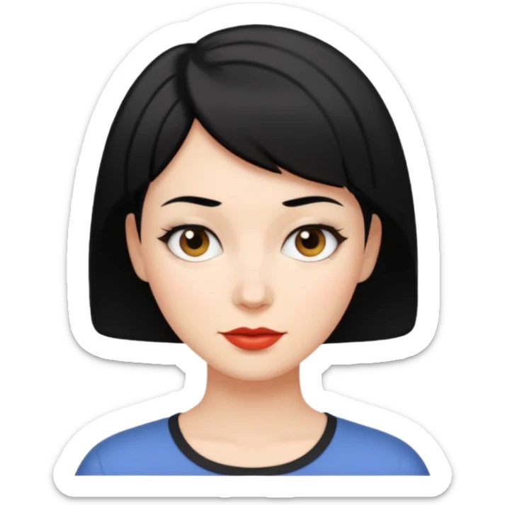 Adult white women with short black hair  sticker