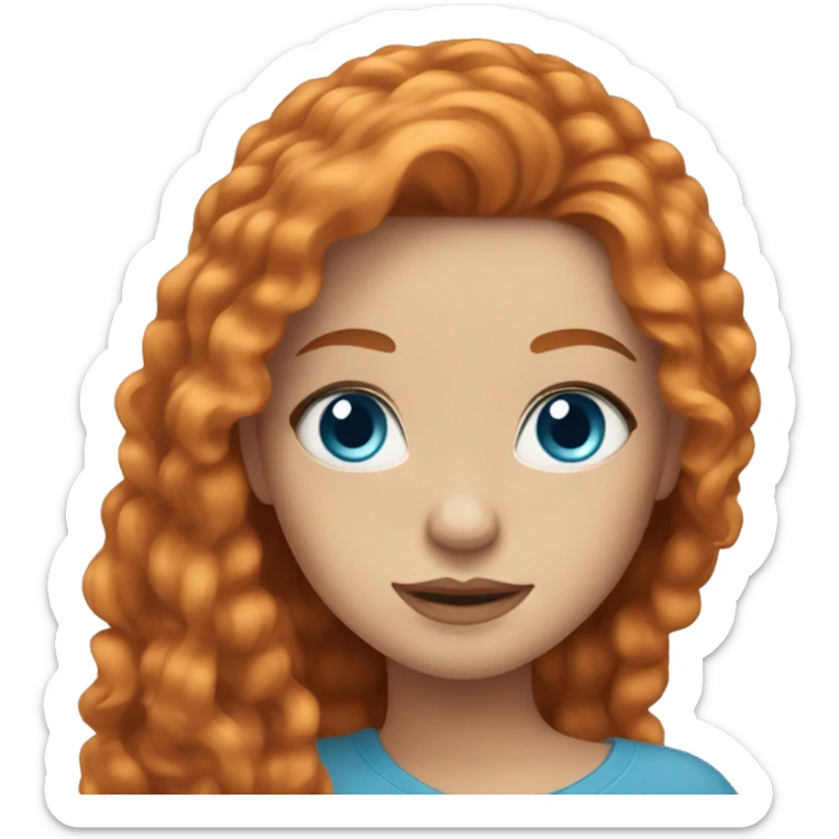 Beautiful girl with long ginger hair blue eyes and really long eyelashes sticker