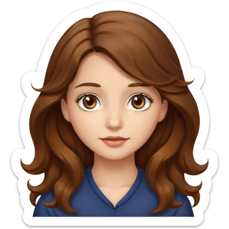 realistic portrait of girl long wavy hair hazel eyes sticker