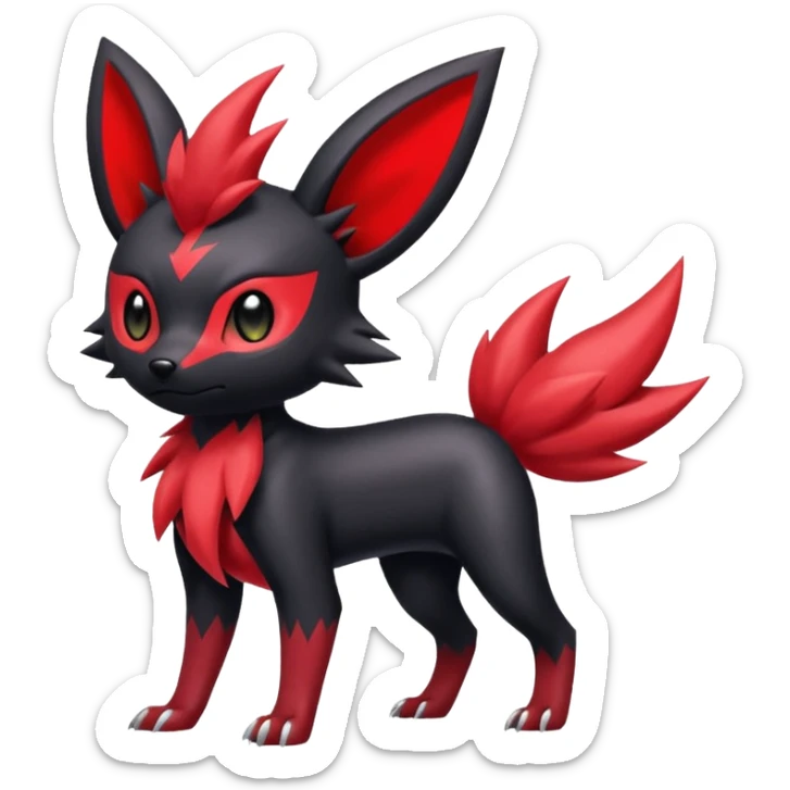  Shiny edgy red Zorua-Umbreon-Salandit-Jolteon-fusion sticker