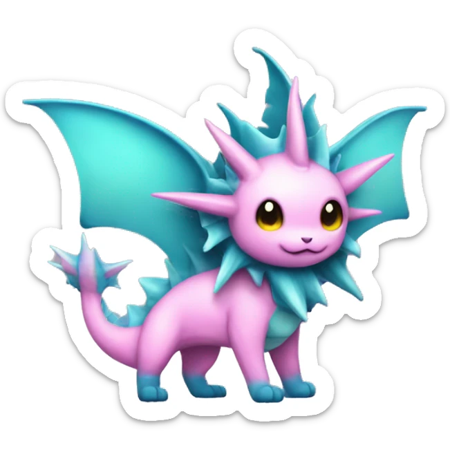 Pink Edgy Vaporeon dragon With Fins and spikes full body sticker