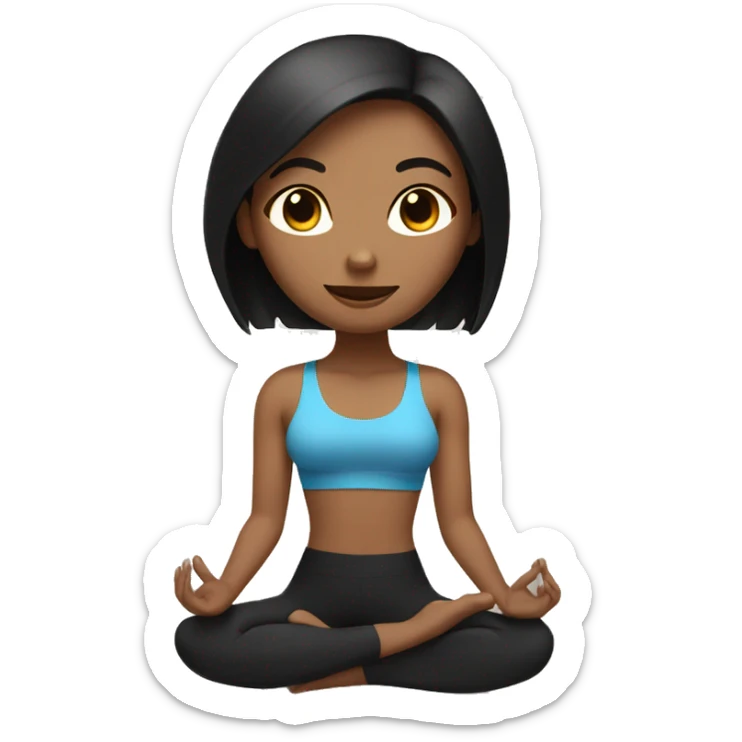 light brown yoga girl with bob length black hair sticker