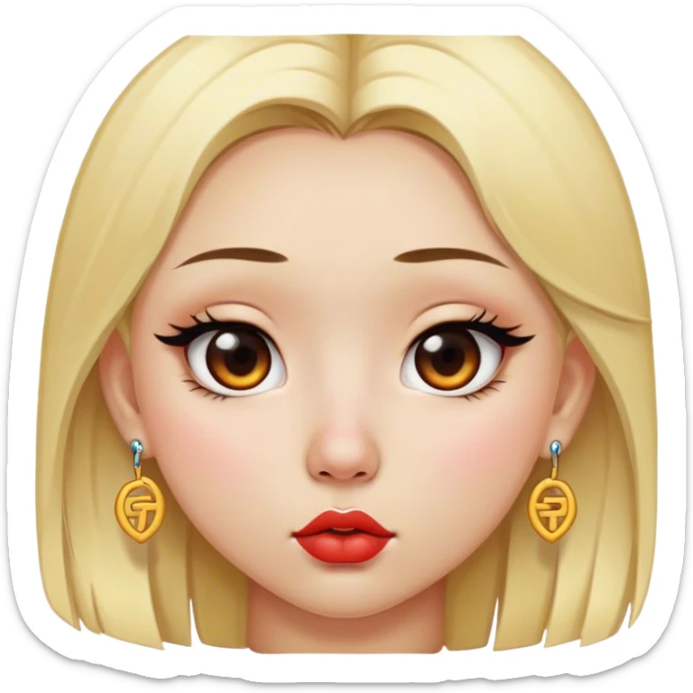 Girl with blonde hair piercing on the nose thick lips and Chinese eyes sticker